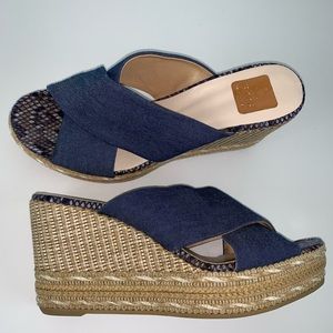 Kanna espadrille denim slide wedge sandal